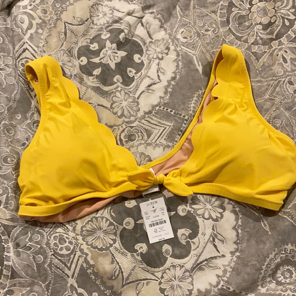 NWT yellow scalloped J. Crew bikini top